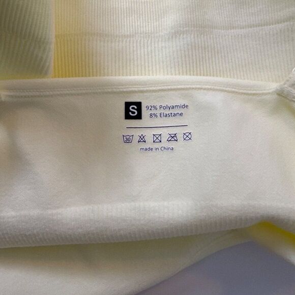 Yellow Sleeveless Crop Top With Adjustable Straps S 92% Polyamide 8% Elastane - Picture 4 of 5